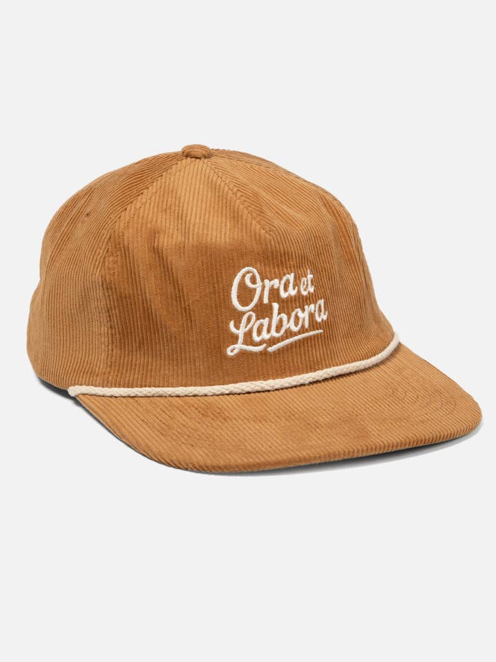 Tan Ora et Labora Corduroy Hat for wholesale by Be A Heart