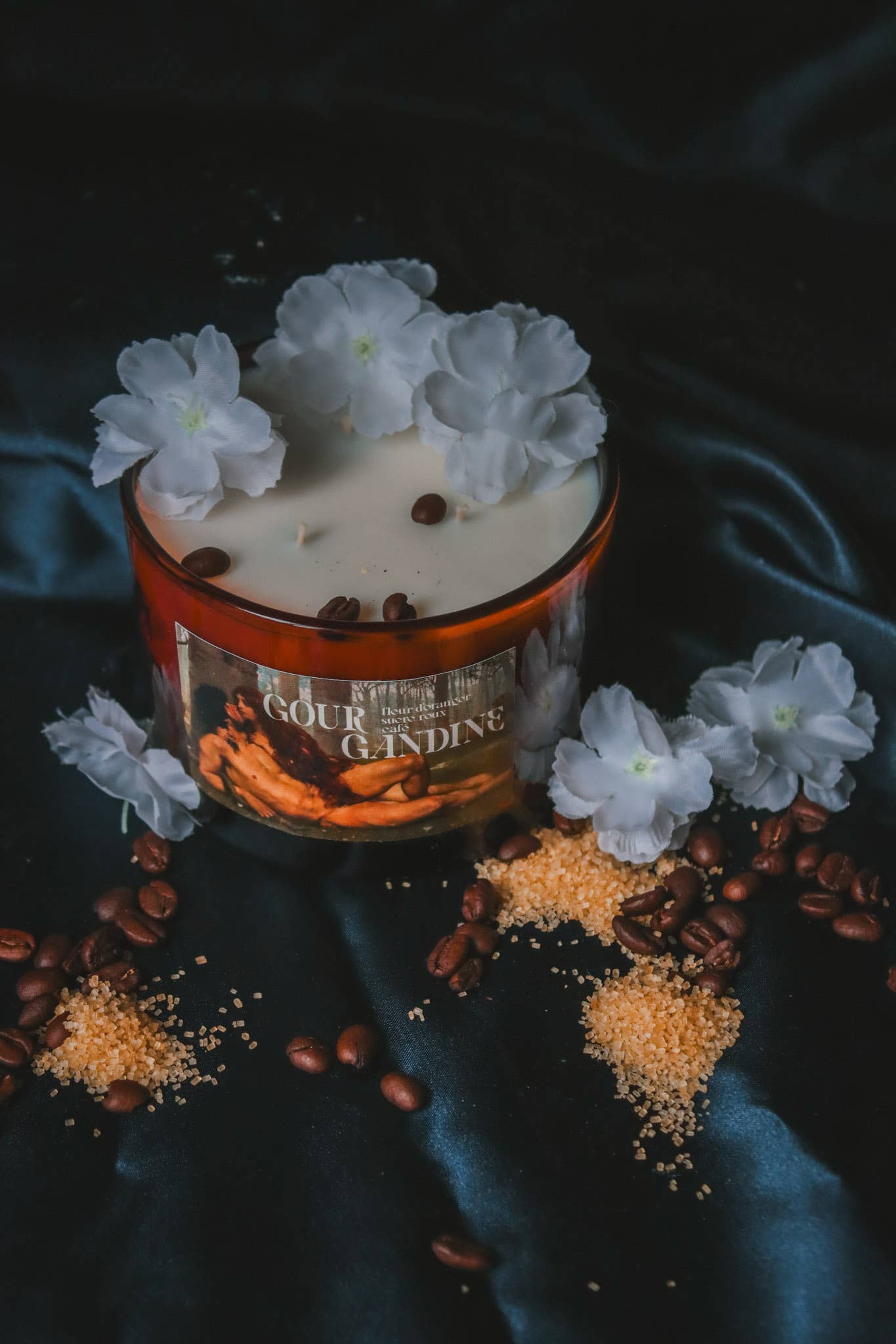 Gourgandine bougies - Wholesale Jar/Filled Candle - Orange blossom sugar coffee message candle, rapeseed wax2