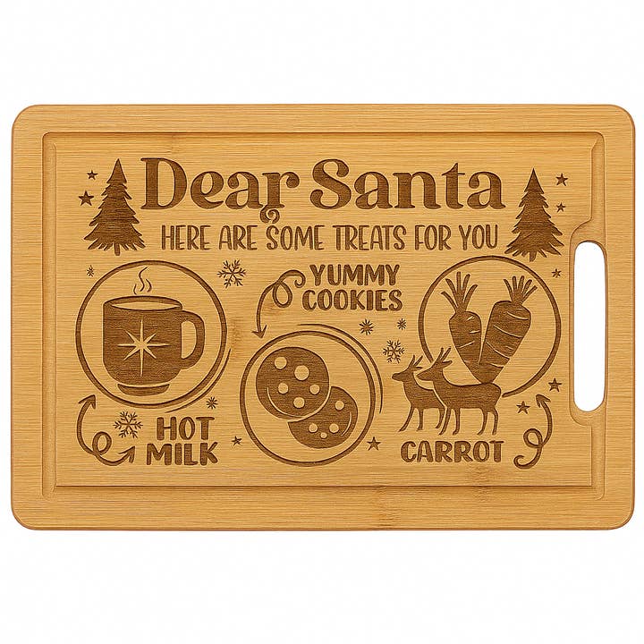 Santa Tray Engraved Bamboo for wholesale by Creative Inspiration Design