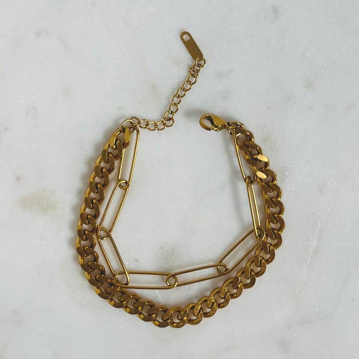 EMMY | Curb & Paperclip Multi-Chain Bracelet for wholesale by Alexandra Kathlyn Accessories