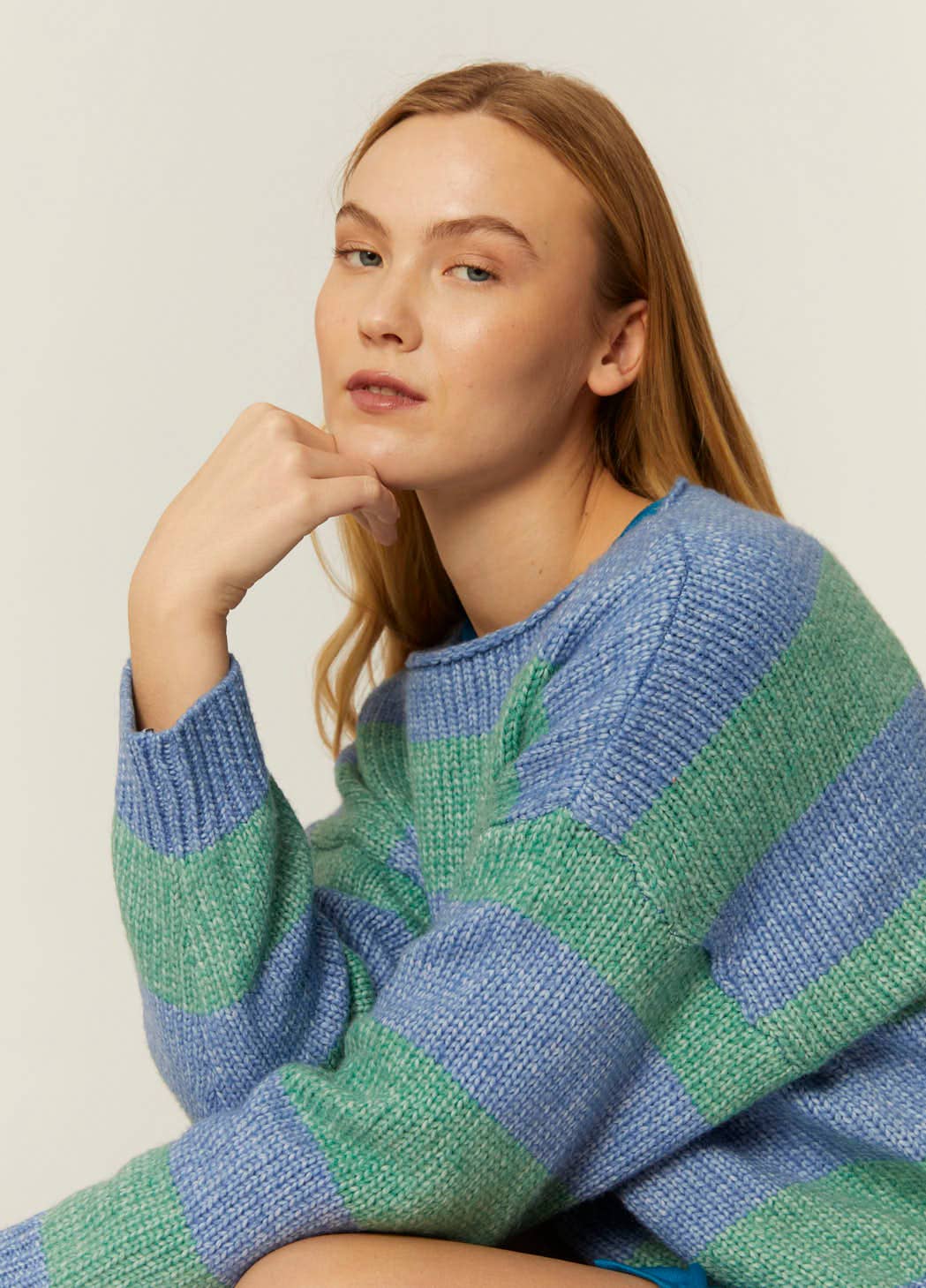 Pepaloves - Wholesale Knit Sweater - Women's - JERSEY RAYAS AZUL Y VERDE1