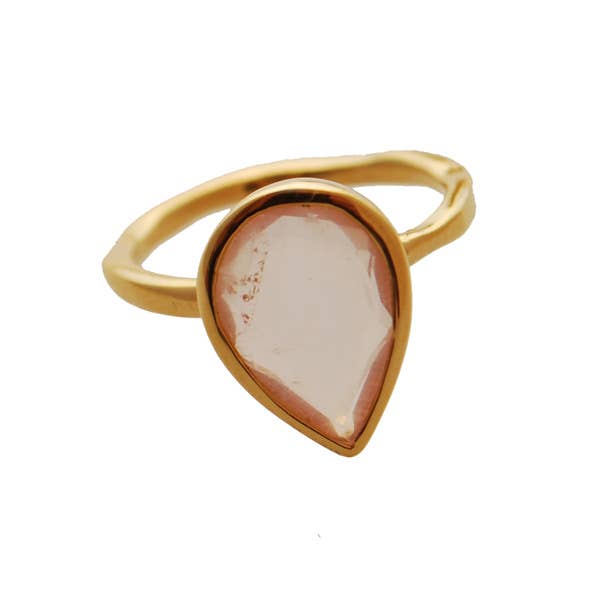 BenjaminMach – wholesale Cocktail/Statement Ring – Gikt-ring i 925 silver med guldbeläggning och rosa kvarts i droppe0