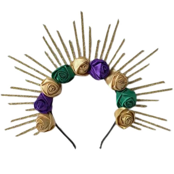 Plush Appeal LLC - Wholesale Party Hat/Crown - Mardi Gras Flower Halo Crown Headband (Each)