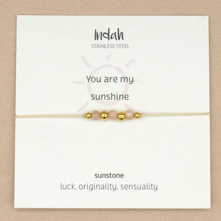 Rock armband, zonnesteen, goud roestvrij staal voor wholesale door by Indah