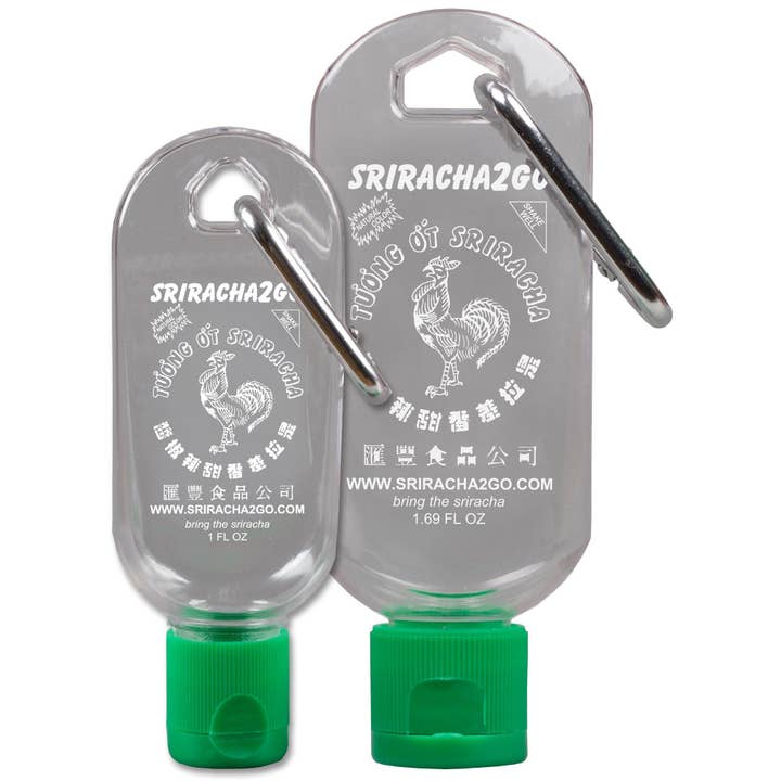 Sriracha Keychain Combo Pack (1.7 Ounce And 1 Ounce, Hot Sauce Not Included) for wholesale by Sriracha2Go