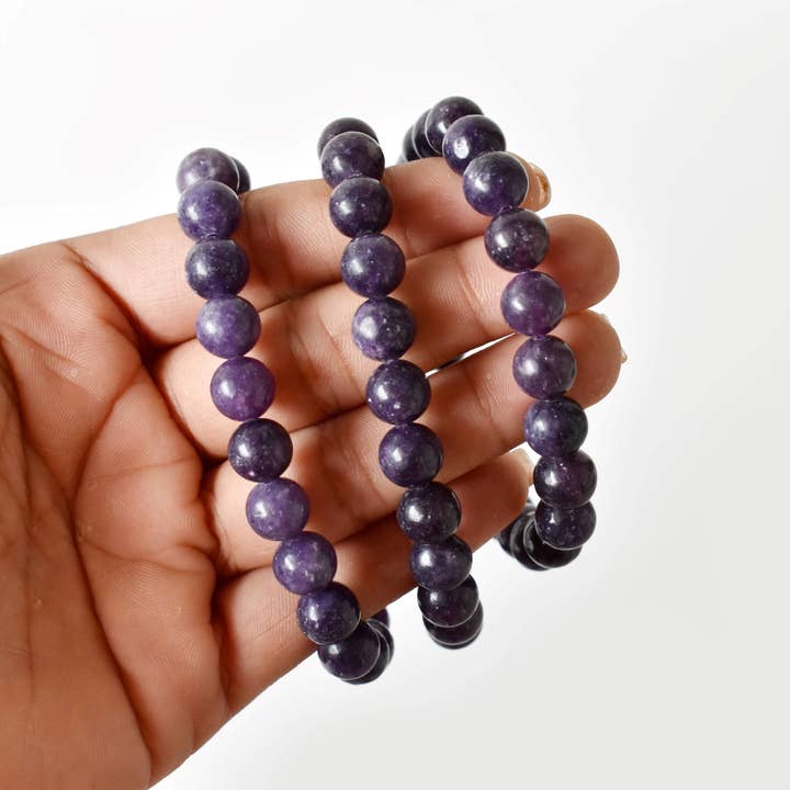 Soothing Crystals - Vente Bracelet de perles - Bracelet de guérison | Lépidolite | Bracelet en pierres précieuses5