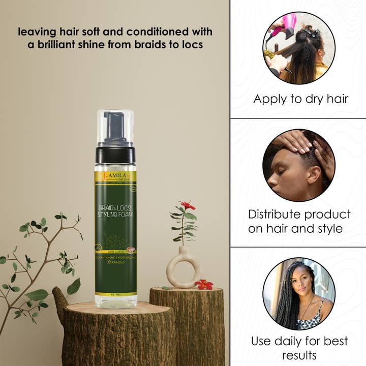 UB BRANDS INC – wholesale Hair styling gel/mousse – J. Amila Braid 'n Locs Styling Foam Extra Hold 8oz4