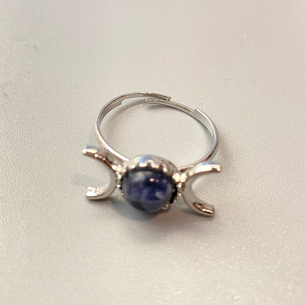 VIE – wholesale Single stone/solitaire ring – Adjustable Triple Moon Ring with 0.5cm Gemstone28