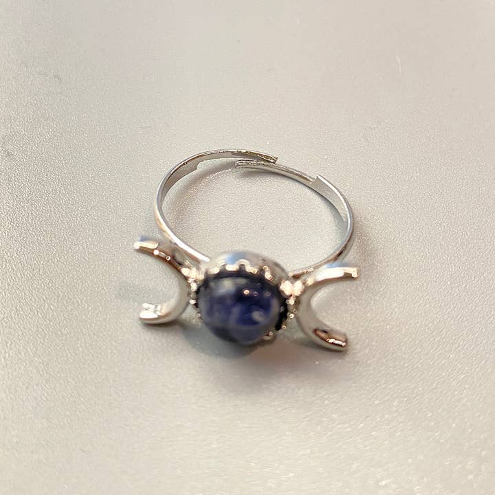VIE - Wholesale Single stone/solitaire ring - Adjustable Triple Moon Ring with 0.5cm Gemstone28