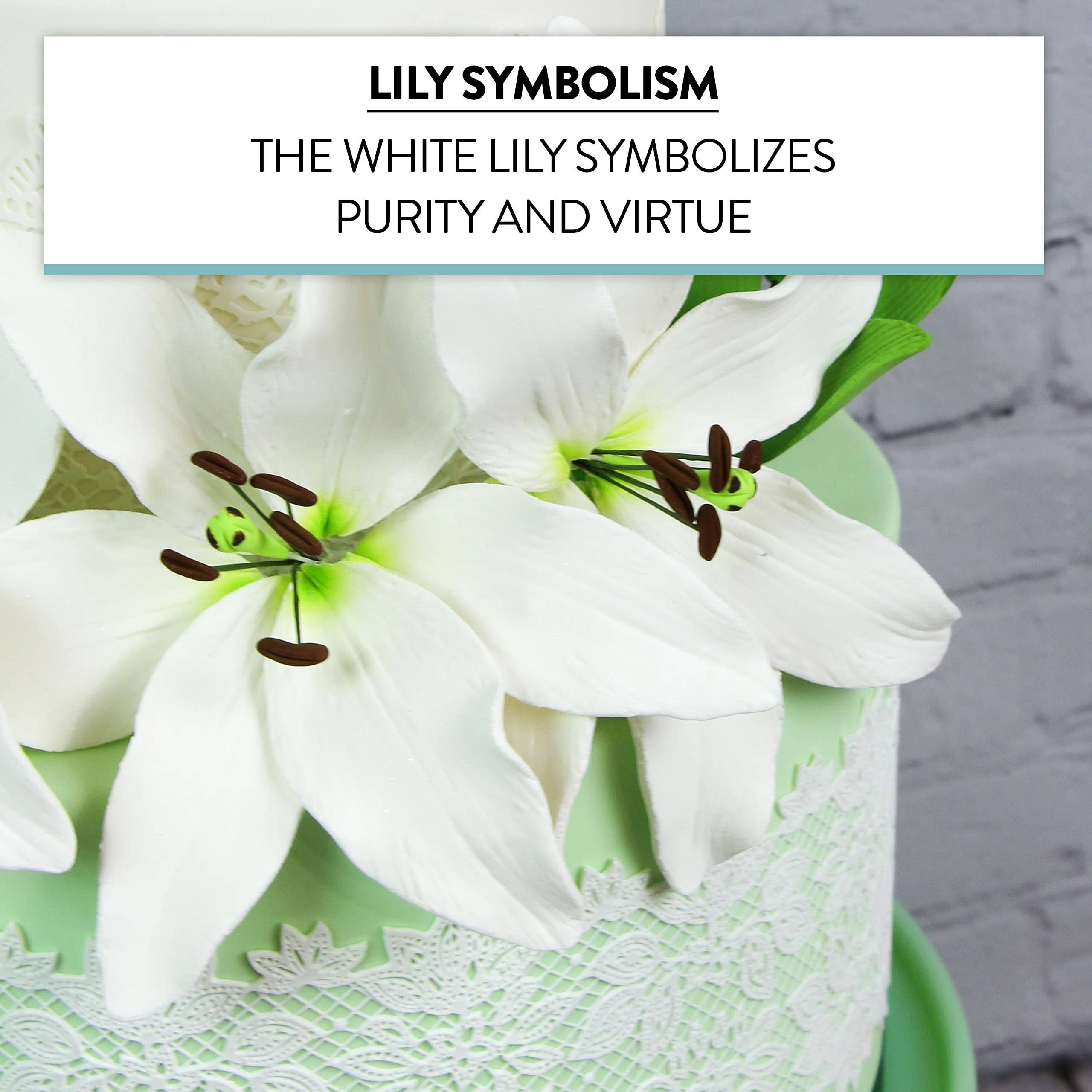 Global Sugar Art - Vente Fleurs artificielles - Fleurs en sucre de lys de Pâques, lys longiflorum avec feuilles en spray, par Global Sugar Art, blanc, lot de 31