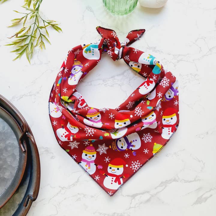 Pet Pooch Boutique - Wholesale Pet Bandana - Dog - Snowflake Snowman Christmas Dog Bandana