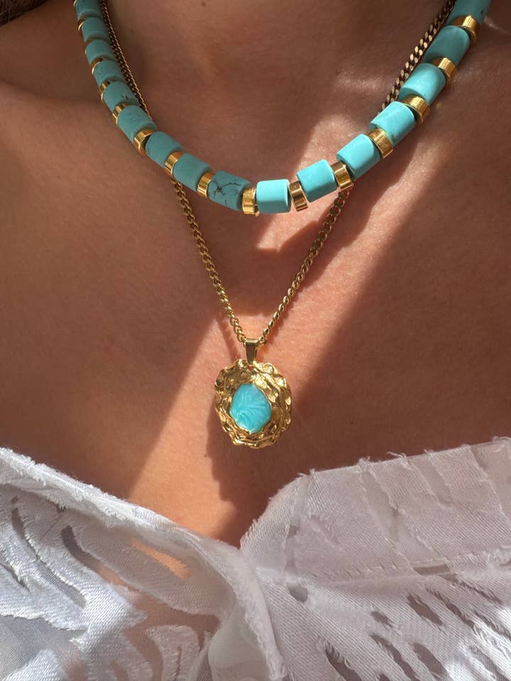 Turquoise Necklace, Boho Necklace, Beaded Necklace, Layering for wholesale by Christina Christi