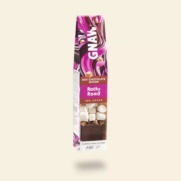 GNAW Chocolate - Vente Cuillère à chocolat chaud - Rocky Road - Cuillère à chocolat chaud avec guimauves3