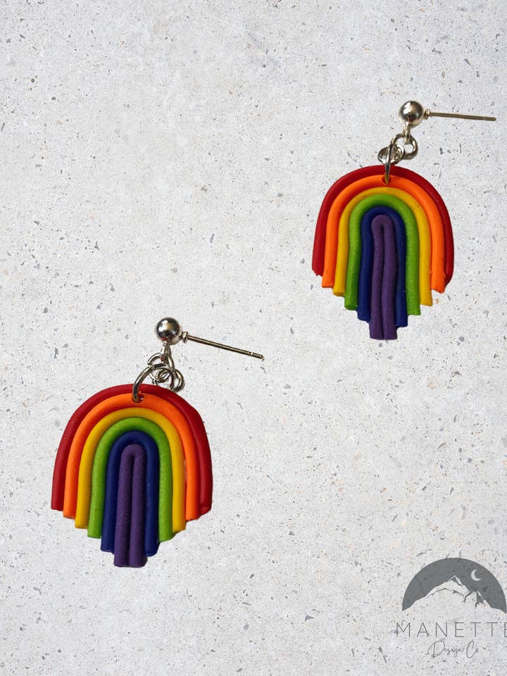 Pride Rainbow Earrings | Art Deco Rainbows | Melted Rainbows | Pride Earrings | Rainbow Earrings | LGBT Pride Earrings for wholesale by Manette Design Co
