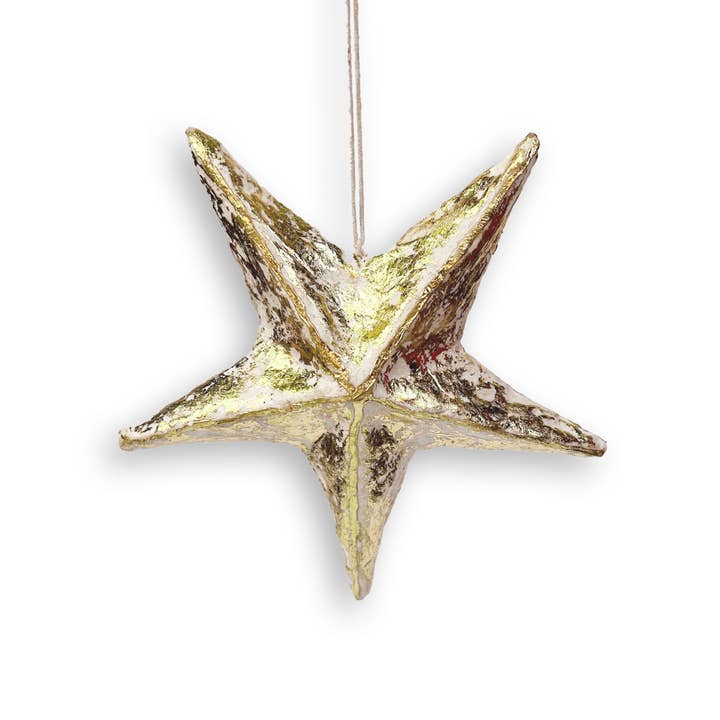 French Graffiti - Wholesale Ornament - White Paper Mache Star Ornaments