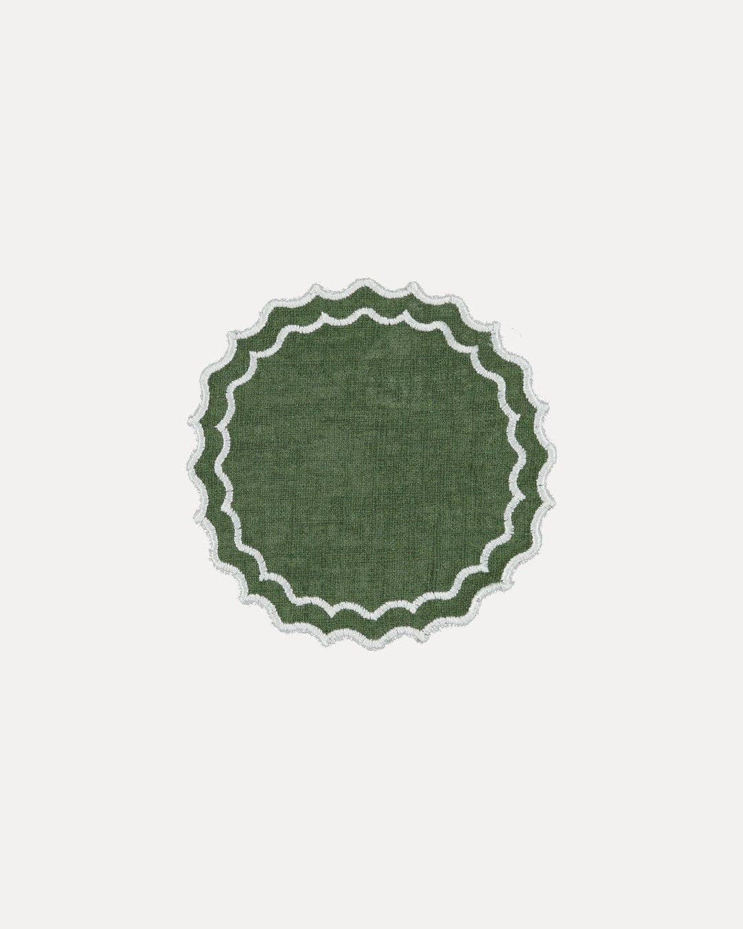 Mariaida Home - Wholesale Coasters - Navy Cup/Bread Base, Green with White