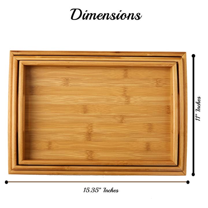 Matashi - Wholesale Serving Tray - Set of 3 Bamboo Serving Trays with Handles for Breakfast1