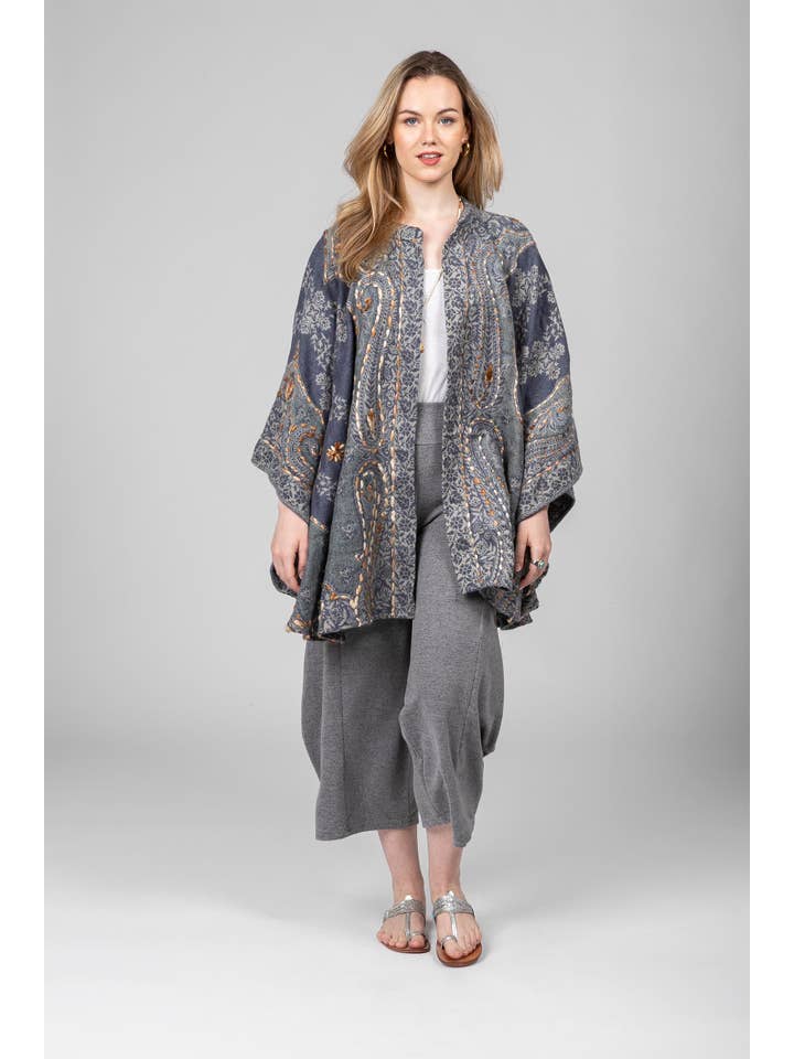 Windhorse Trading Inc - Wholesale Poncho - Women's - Paisley Embroidered Poncho. VP111
