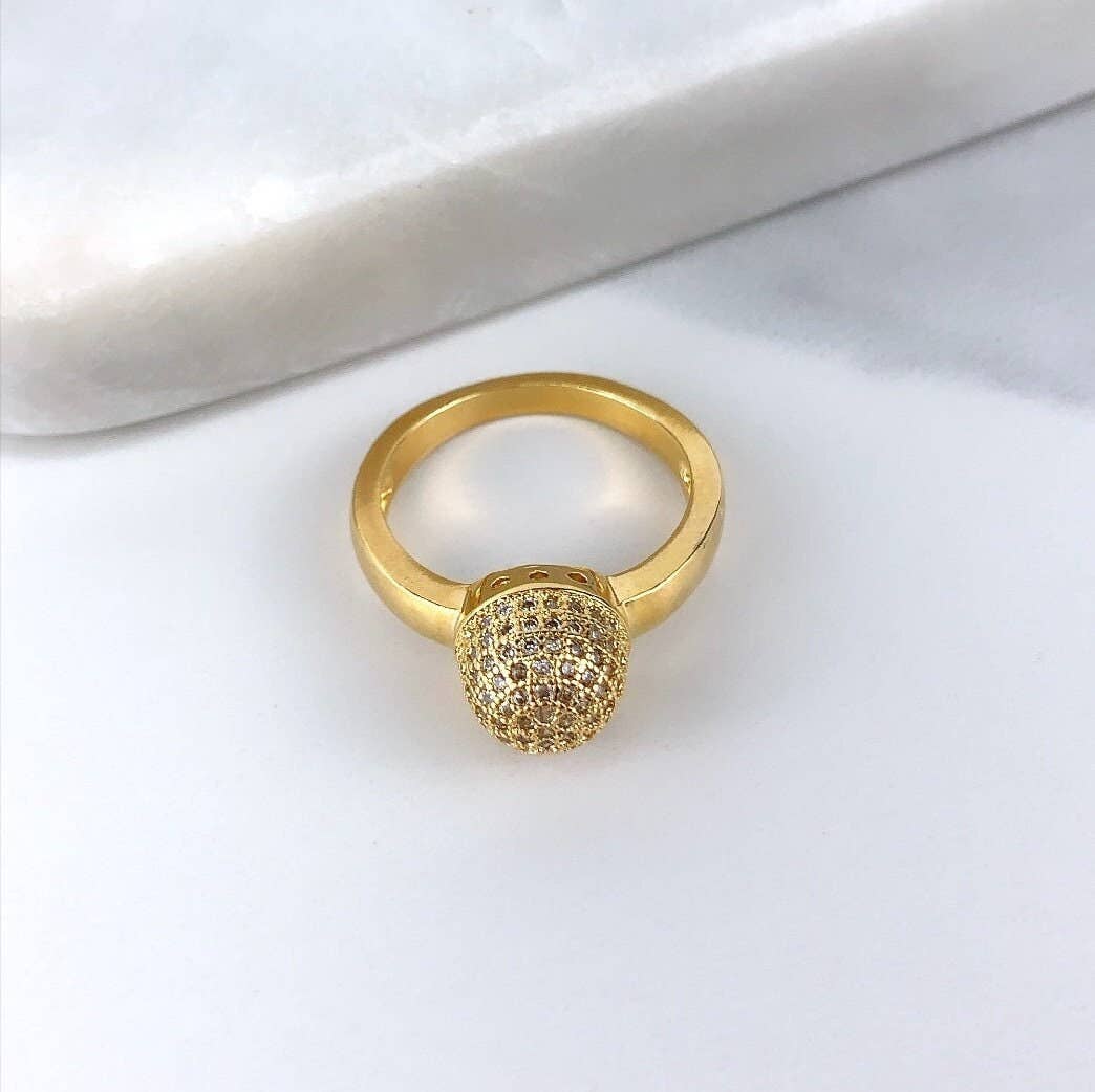 DIJU Jewelry - Wholesale  - 18k Gold Filled Micro Pave Cubic Zirconia Dome Ring Wholesale Jewelry Supplies0