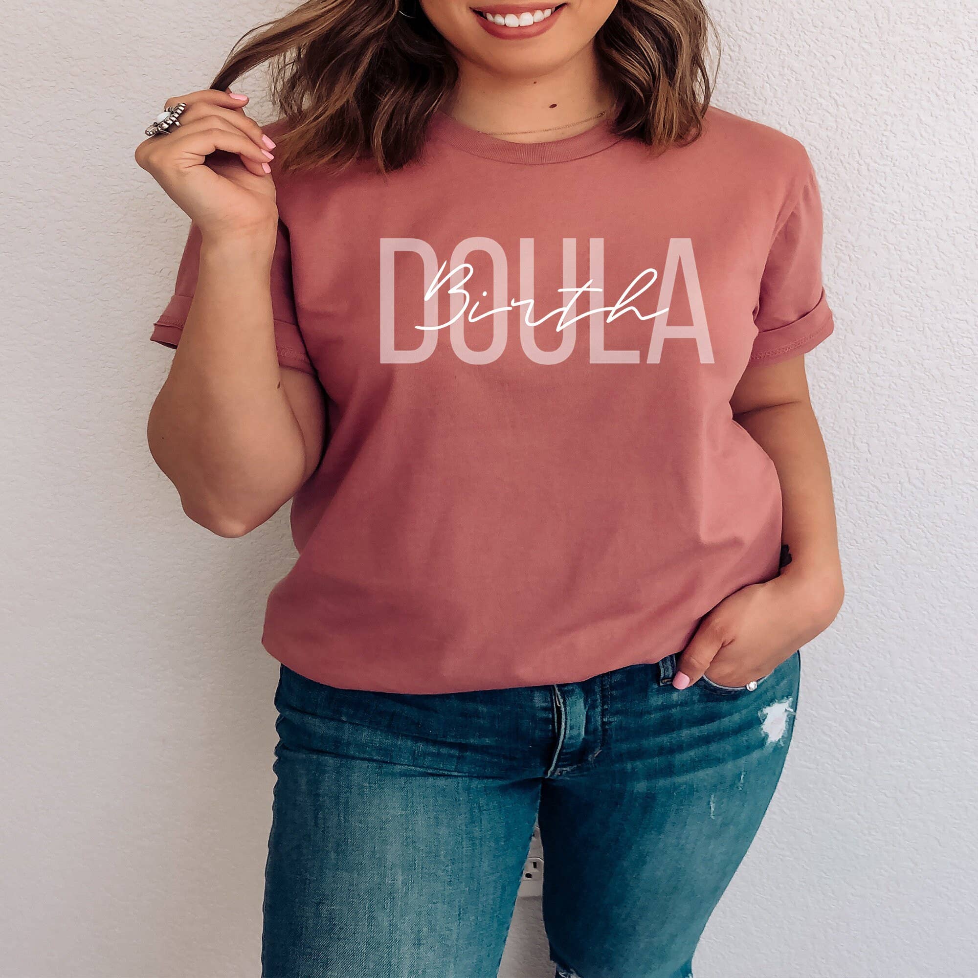 APComfortPrints - Wholesale Screen Printed T-Shirt - Women's - Doula Birth Shirt, Let's Doula This T-Shirt2