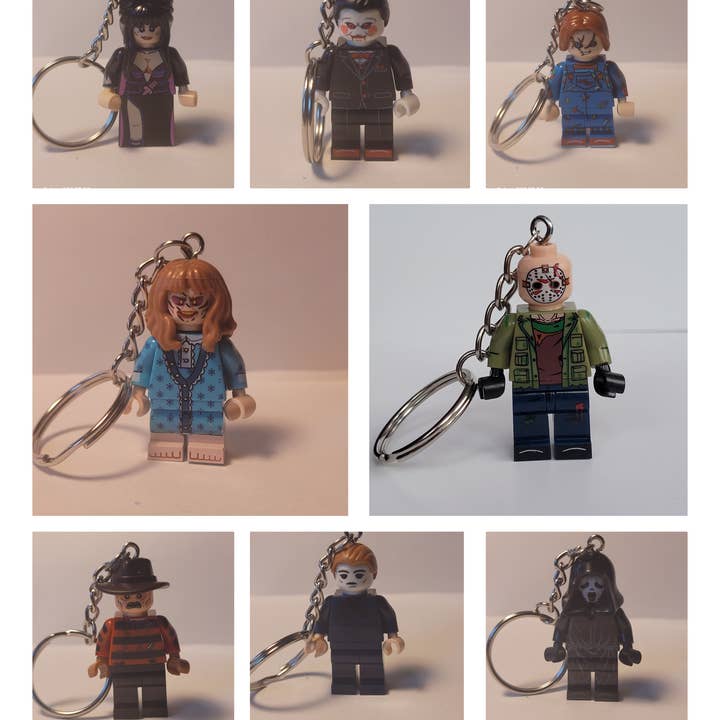 Con-Quest Crafts - Wholesale Keychain - Unisex - Horror Inspired Minifigure Keychains Movie Characters