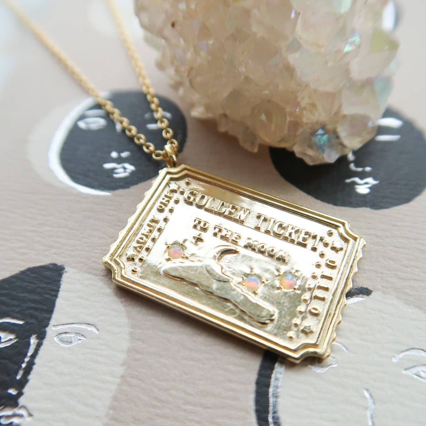 Bittersweet - Wholesale Pendant/Charm Necklace - Golden Ticket to the Moon Necklace1