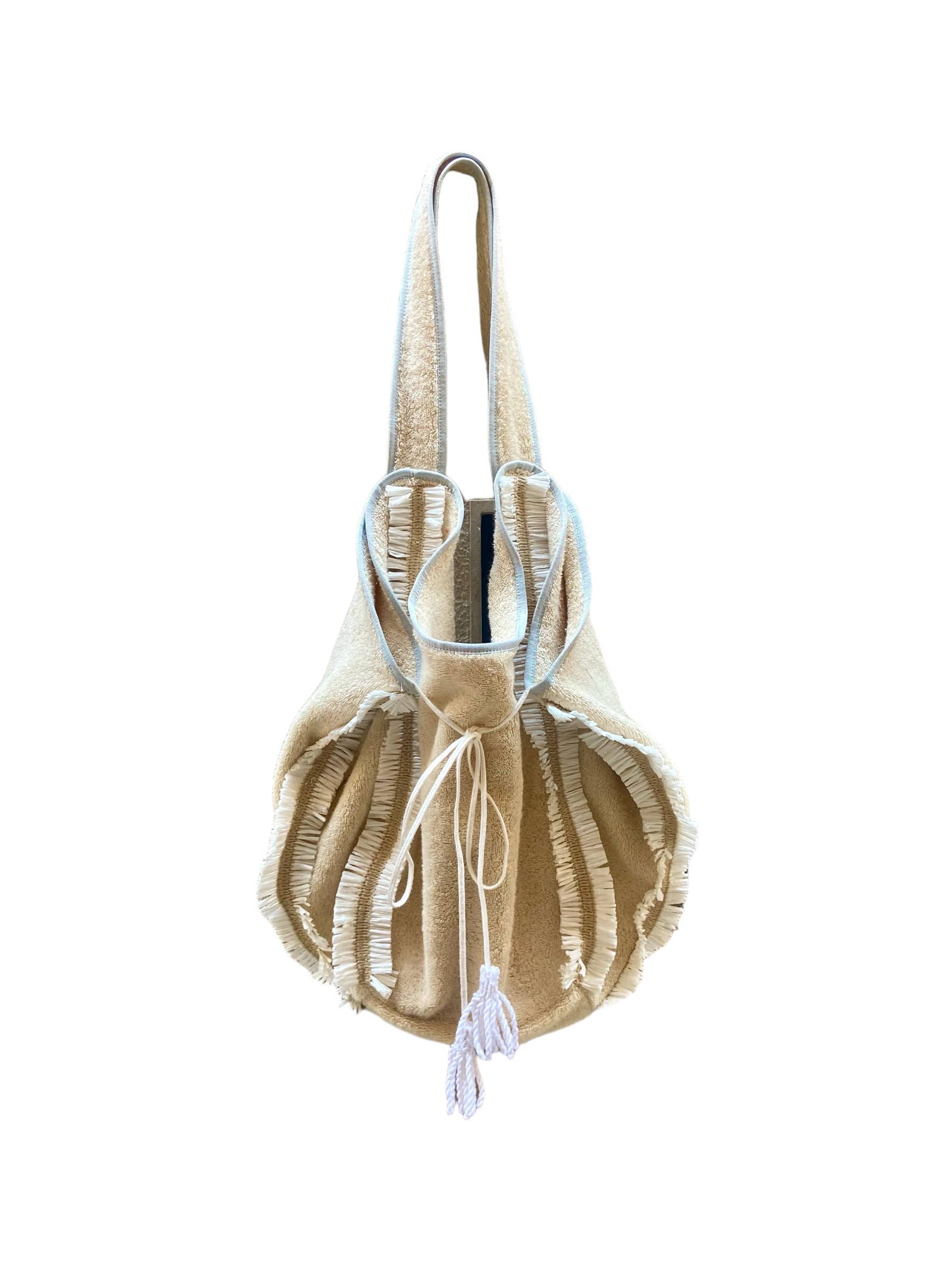 Teod’amar Venezia - Venta al por mayor Bolsa de playa - Bolsa saco de algodón felpa con ribetes7