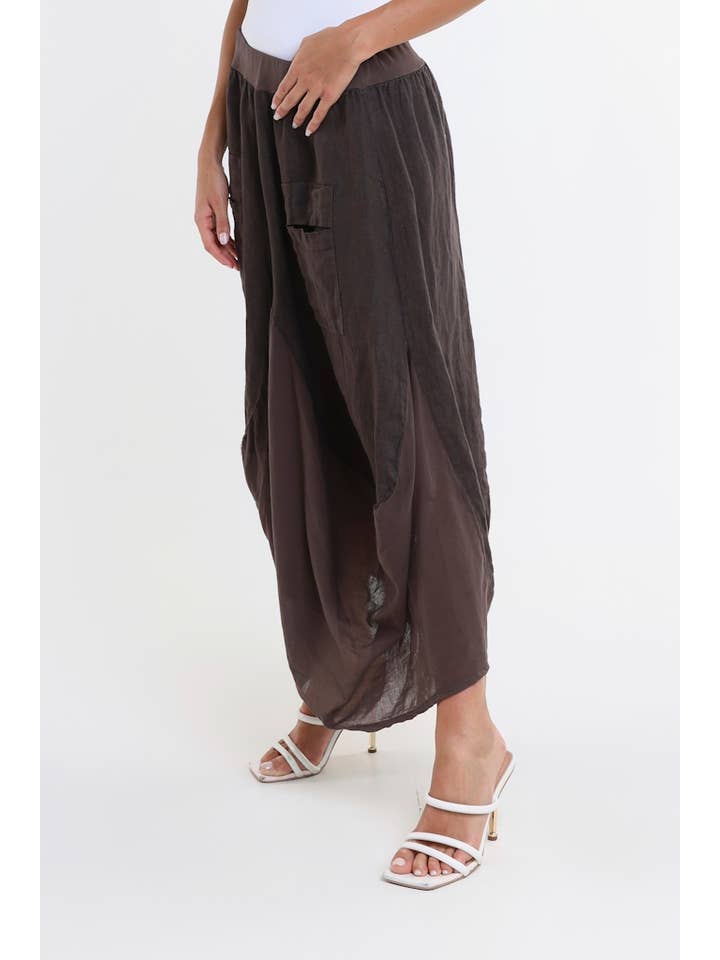 TINA Stephens Italy/Tees By Tina - Wholesale Skirt - Women's - Brenna Cotton/Linen Bunched Pocket Skirt (SL102W)42