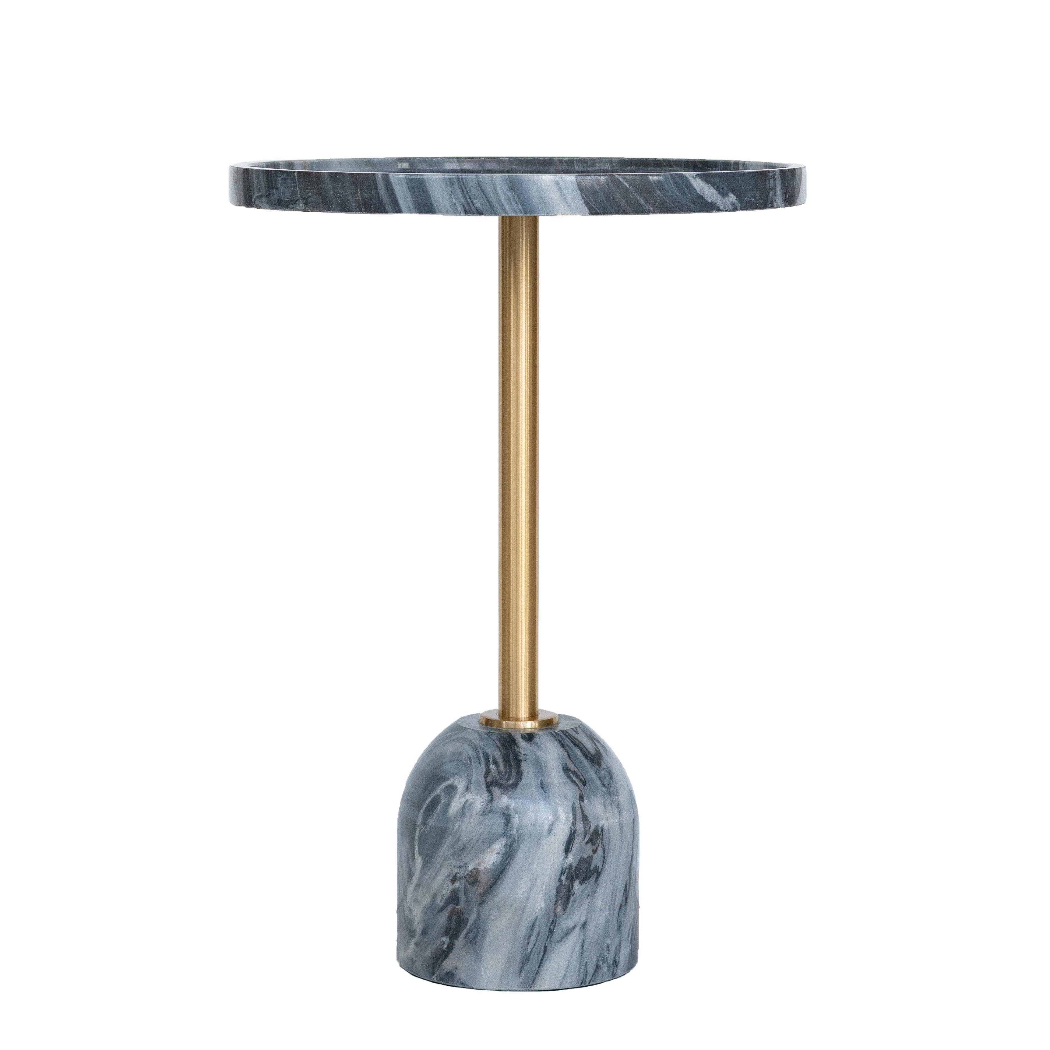 A&B Home Group Inc. - Vente Tables d'appoint - Table d'appoint ronde en marbre D14x20" avec structure en métal - Gris/Or4