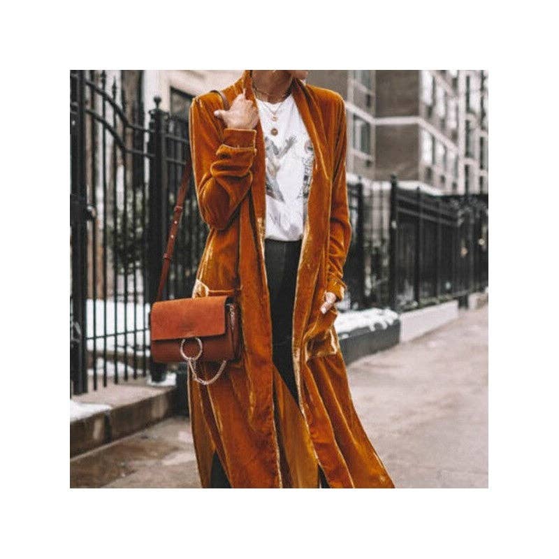 Sheer Trend - Wholesale Cardigan - Women's - Loose Velvet Long Cardigan Coat With Elasticity3