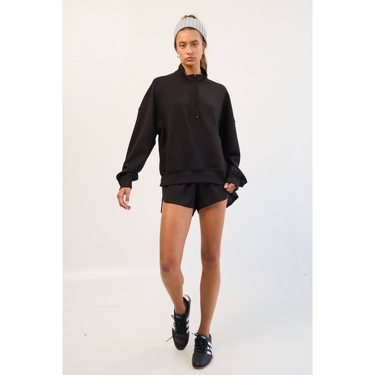 The GREii - Wholesale Sweatshirt - Women's - Mock Neck Half Zip Up Sweatshirt6