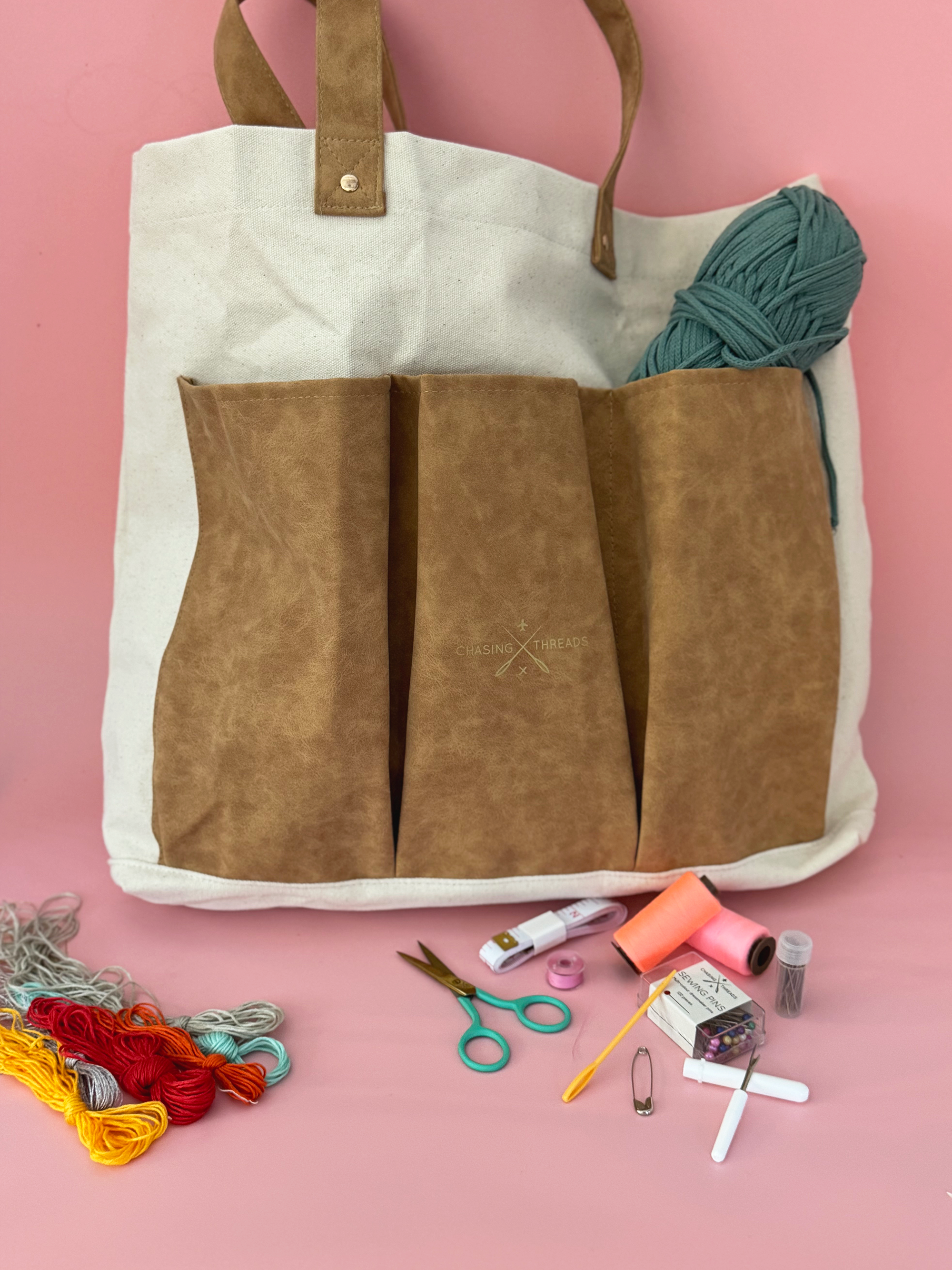 Chasing Threads – wholesale Tote bag – Women's – Stitch Your Craft Tools Tote Bag- Embroidery Kit project bag5