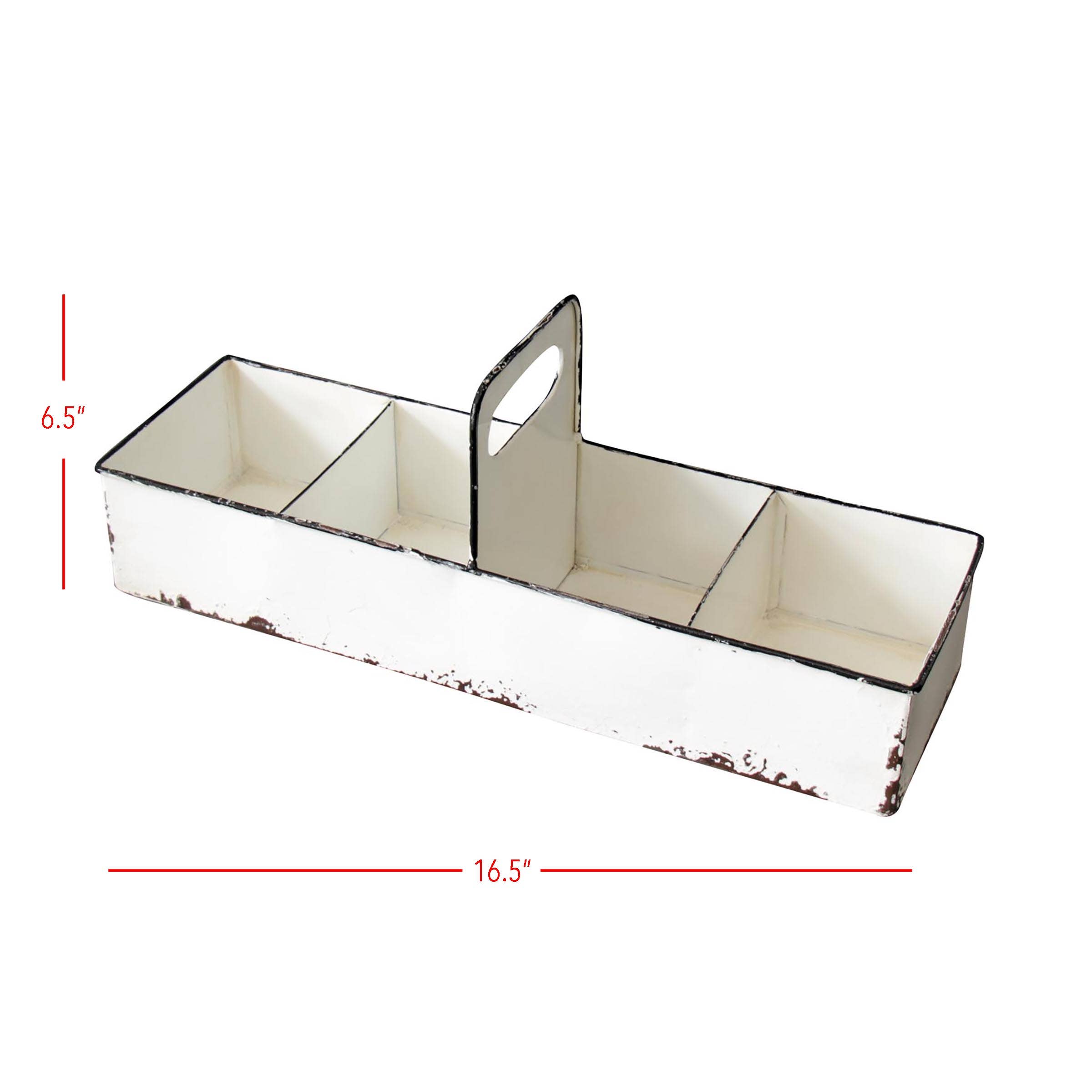Foreside Home & Garden - Wholesale Decorative Tray - SALE - White Rustic Farmhouse Enamel Slotted Decorative Tray4