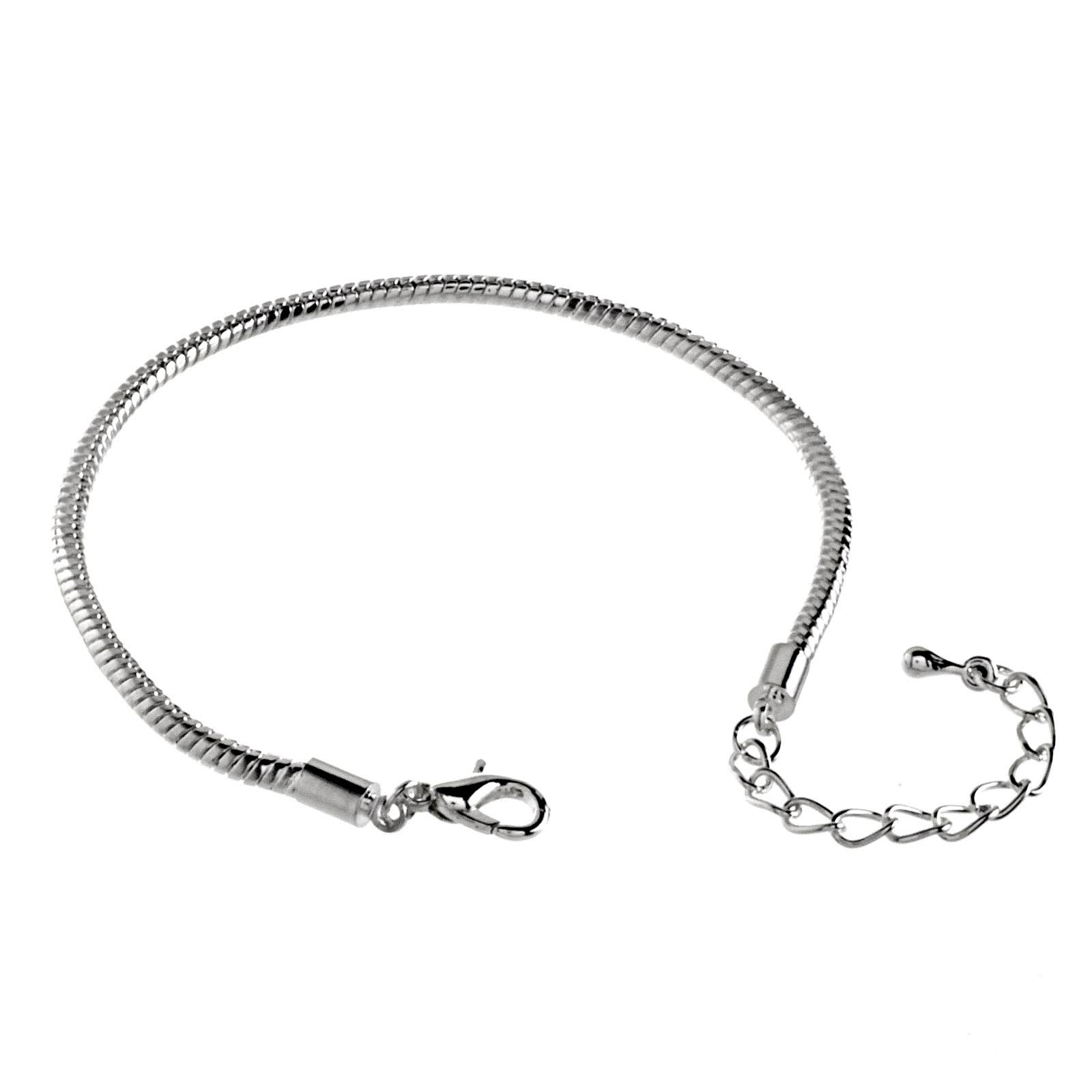 West Coast Jewelry - Wholesale Charm/Dangle Bracelet - Silver Plated Snake Charm Bracelet for Glass Beads1