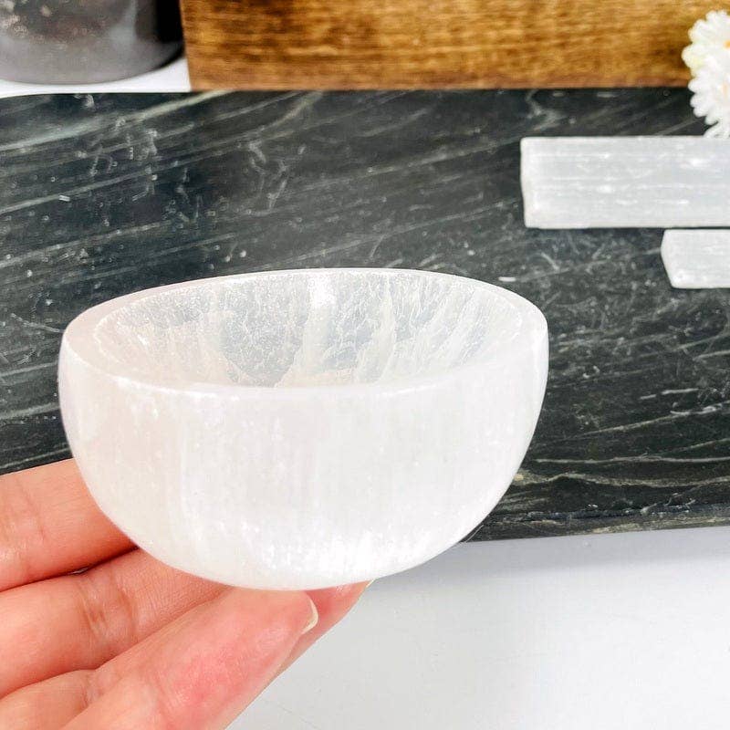 Rock Paradise - Wholesale Decorative Plate/Dish/Bowl - Selenite Crystal Bowl - 8CM