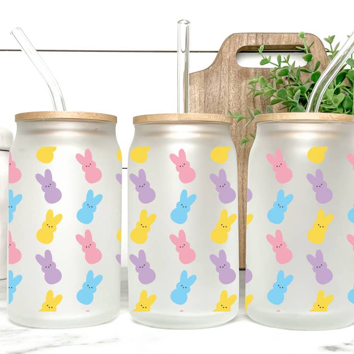 Easter Bunny Marshmallow 16oz Libbey Glass Tumbler for wholesale by Kate Haven Glass Tumblers for Every Occasion