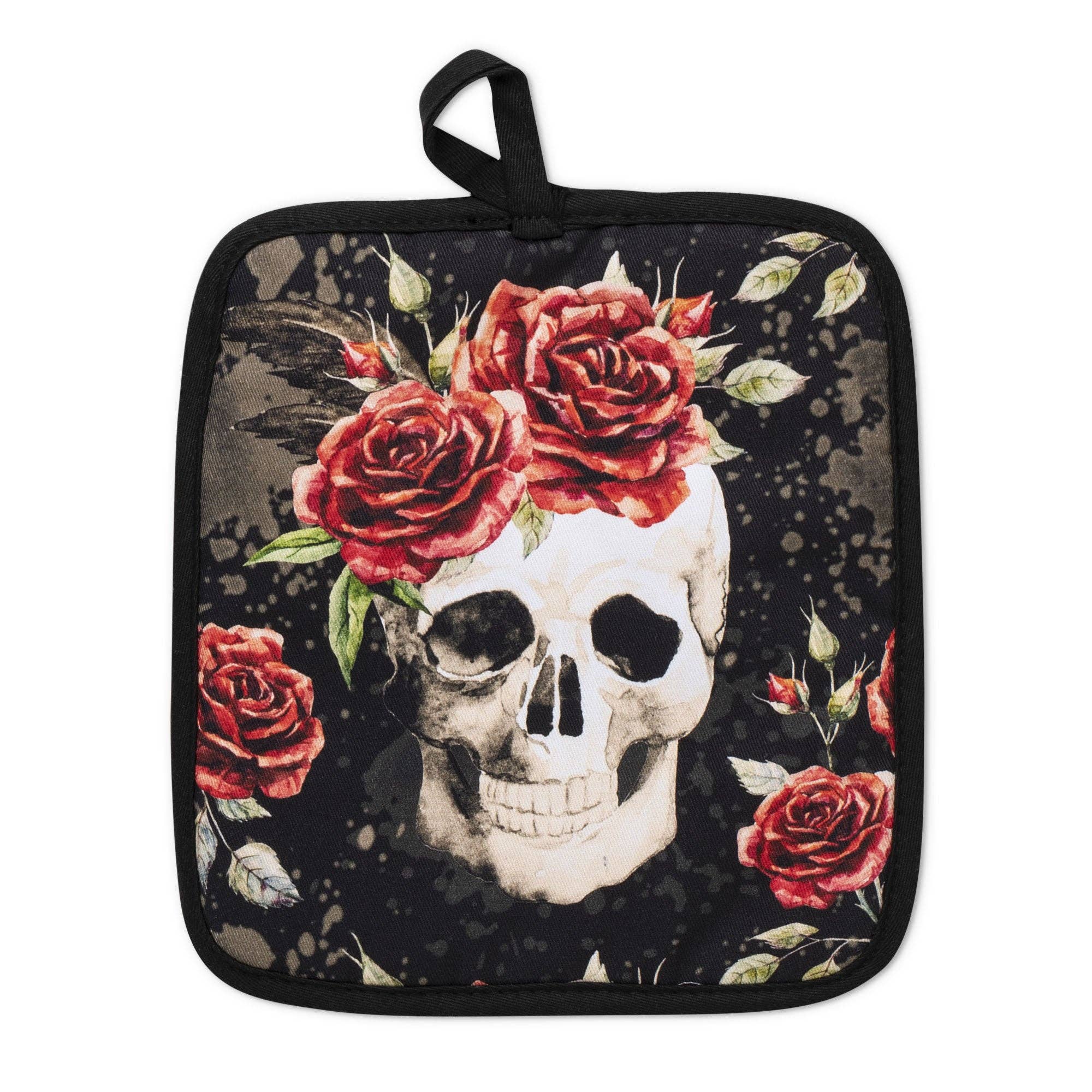 Zapps Clothing – wholesale Grytvantar/-lappar – Vintage ugnsvantar och grytlapp med dödskalle och rosor3