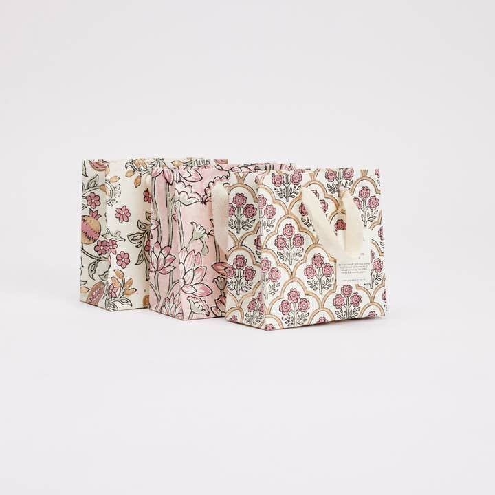 Paper Mirchi - Wholesale Gift Bag - Hand Block Printed Gift Bags (Small) - Pink Earth