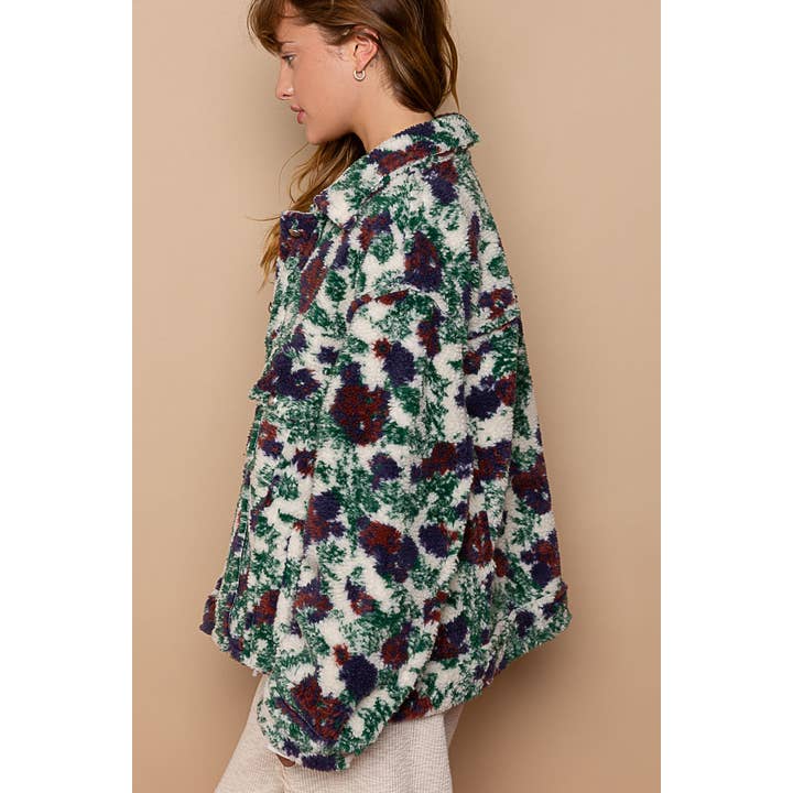 Pol Clothing - Wholesale Fleece - Women's - Button down fleece floral pattern fleece jacket SALE