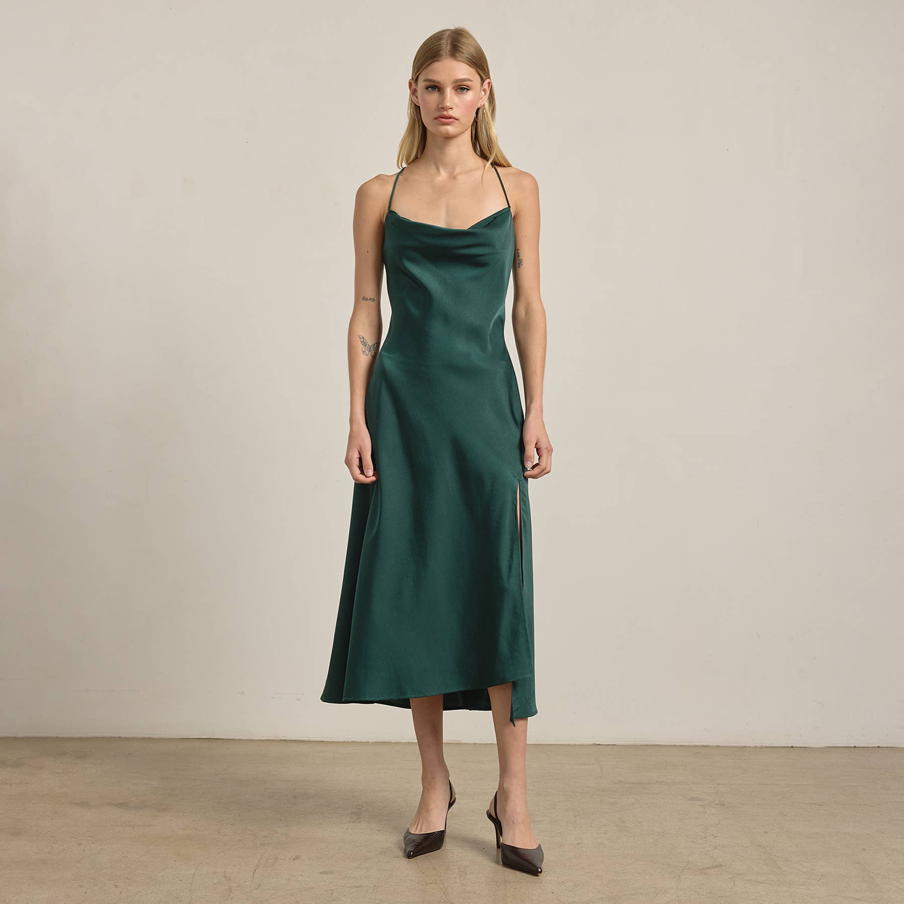 RAISONNEL - Wholesale Dress - Women's - Satin Drape Slip Dress - RD120212