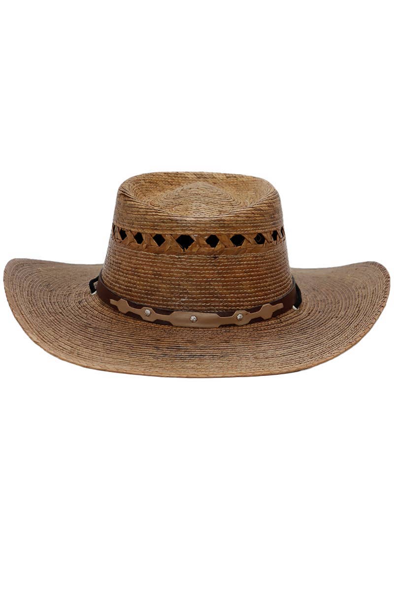 Cap Zone - Wholesale Cowboy Hat - Women's - Round Porkpie Crown Palm Straw Cowboy Hat13
