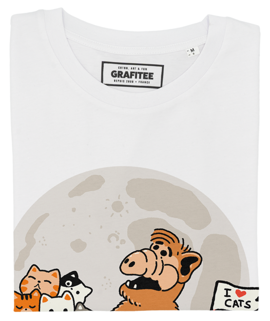 Grafitee - Vente T-shirt à imprimés – unisexe - Alf, Cats & the Moon - Graphisme Film The Extra-Terrestrial1