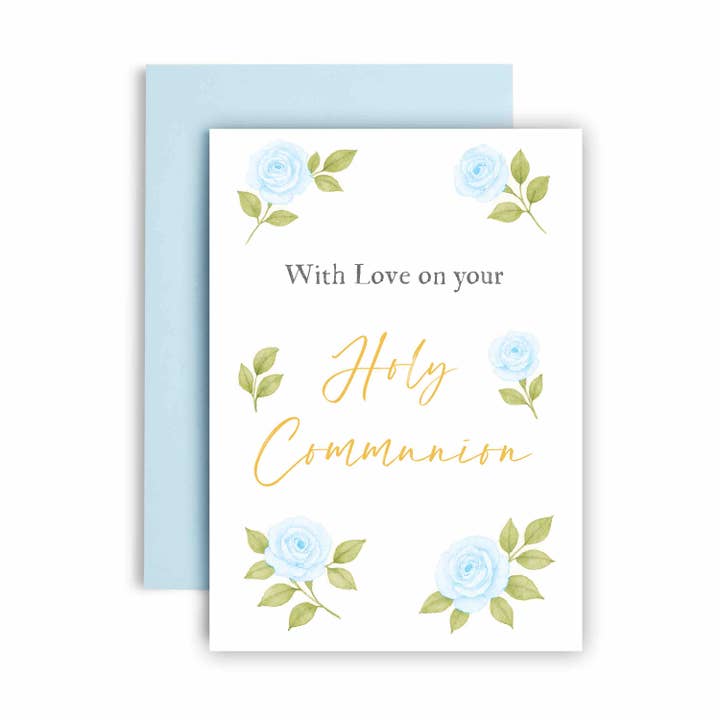 Huxters - Wholesale Religious Card - On a Special first Holy Communion Gold Floral Card