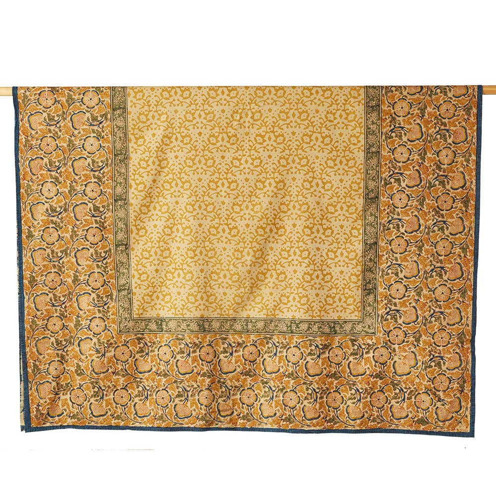 SERRV International - Wholesale Tablecloth - Kalamkari Meadow Block Print Standard Tablecloth1