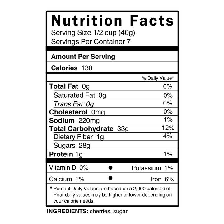 Cherryland's Best - Wholesale Dried/Dehydrated Fruit - Whole Dried Tart Montmorency Cherries 7.5oz / 12ct1