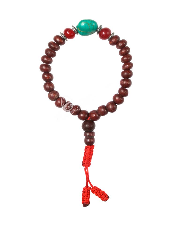 (PC)ARMBÅND - ROSENTRÆ MED TURKIS NUGGET (7 MM) 8" for engroshandel hos Oceanic Linkways Inc