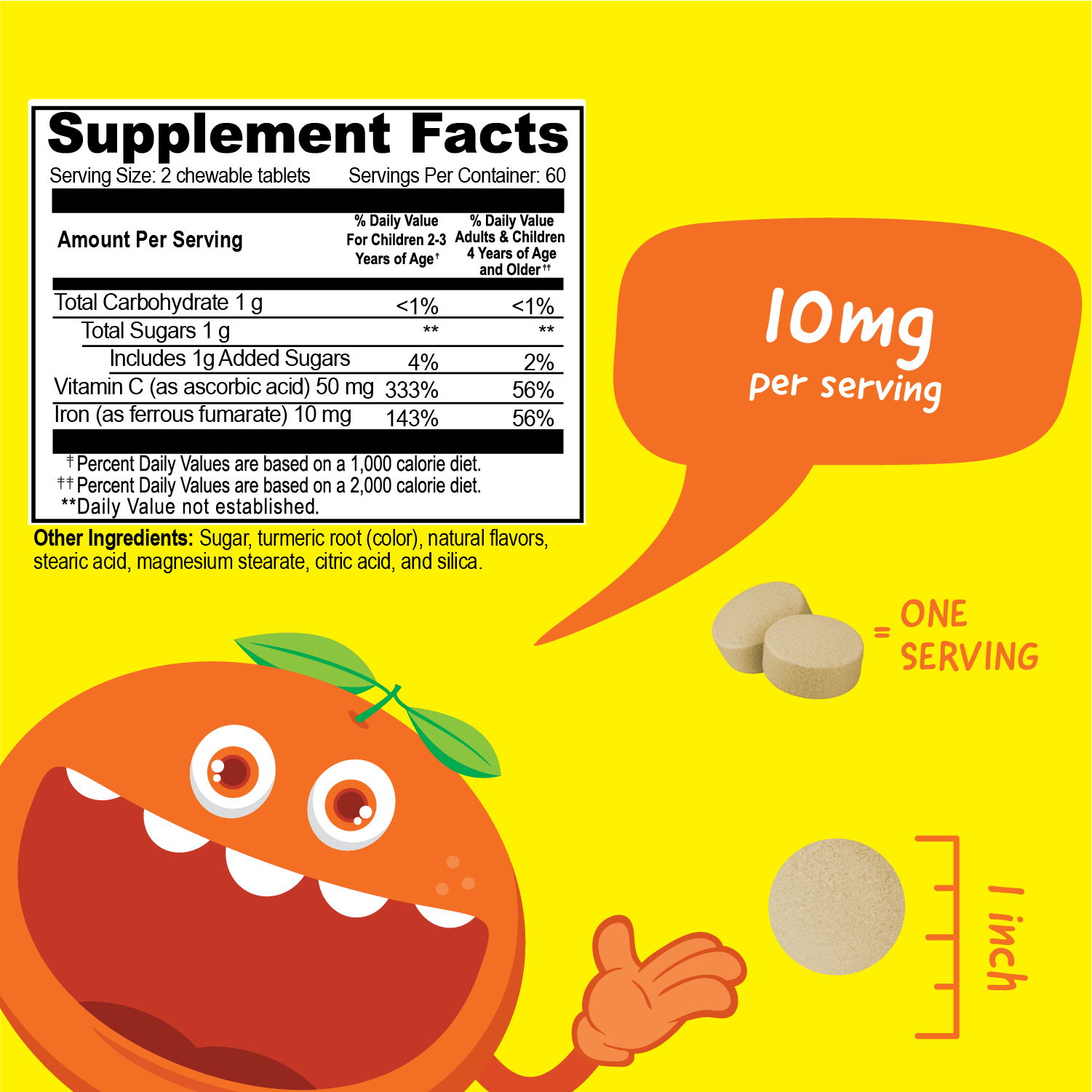 Natural Orange Flavor VitaWorks Kids Iron Chewables, Blood Formation for wholesale on Faire2