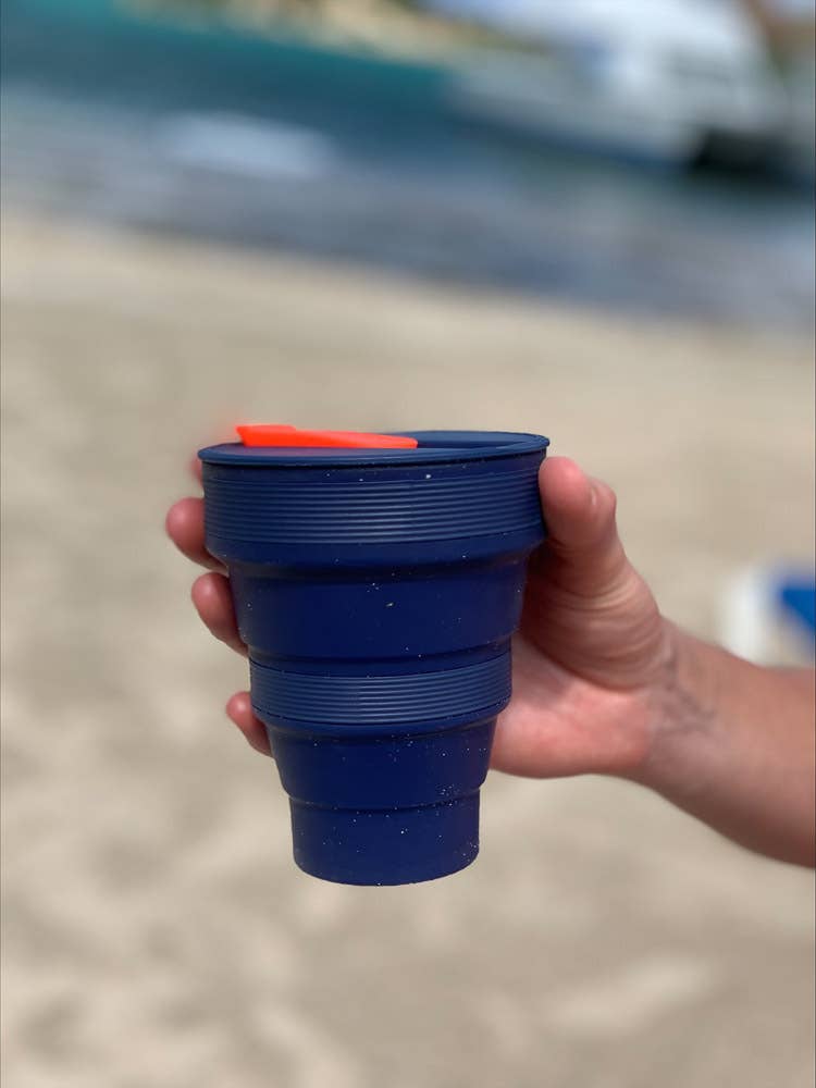 Lund Design House - Vente Gourde/bouteille isotherme - Gobelet de voyage pliable 350 ml - Indigo6