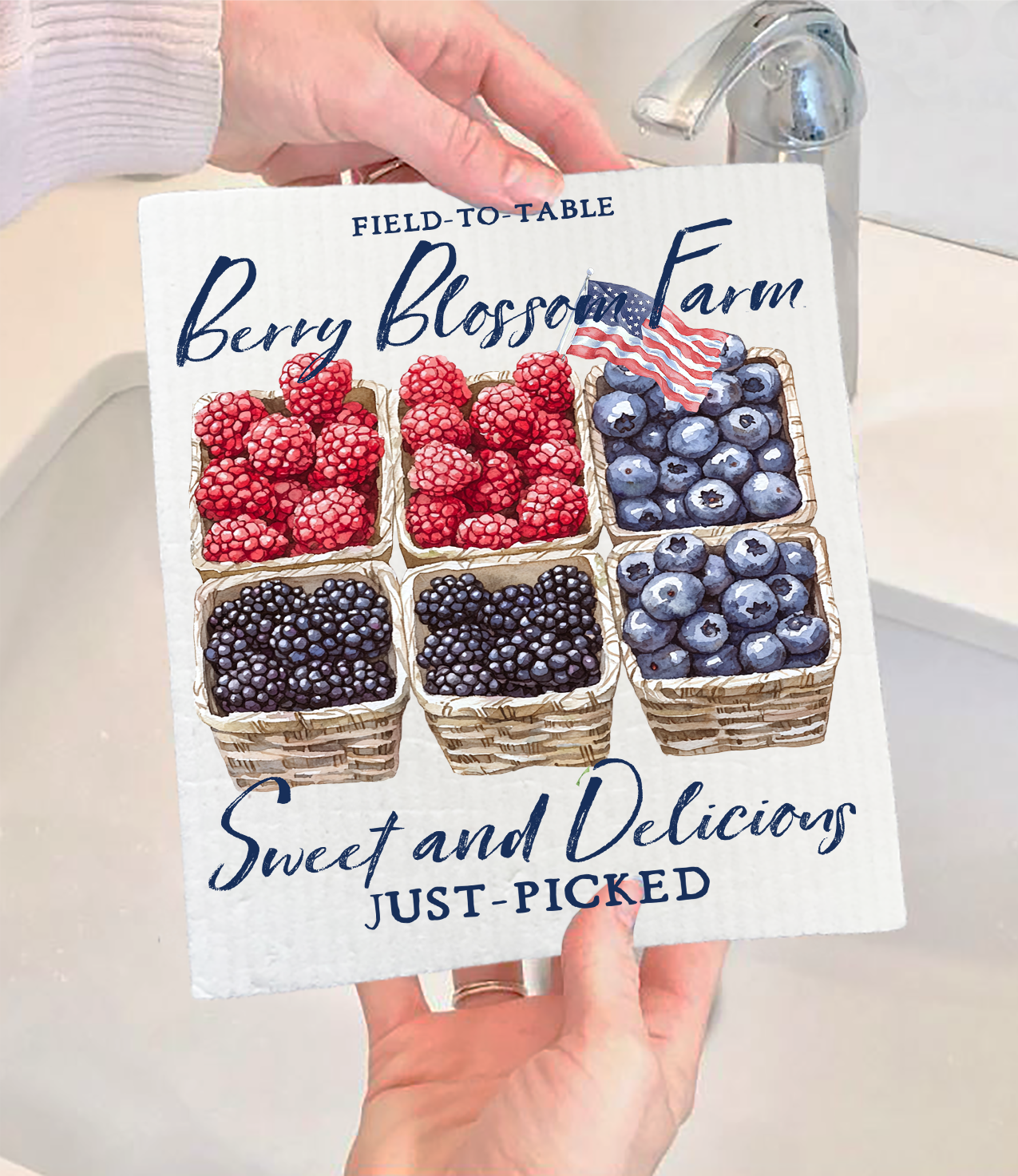 Avery Lane Gifts - Wholesale Dishcloth - Blueberry Raspberry Blackberry Farms Swedish Dishcloth0