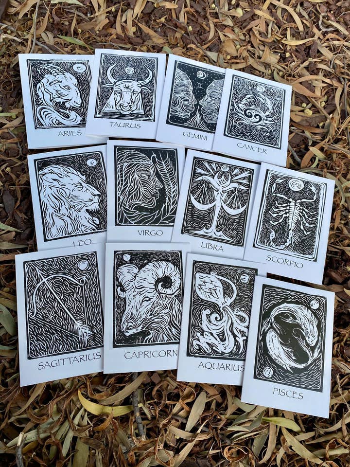 Zodiac Card - 4"x6" Greeting Card Set (Set of 12) for wholesale by Chris Granillo Art